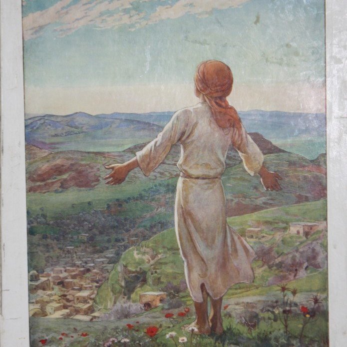 Og Jesús þroskaðist að visku og vexti og náð hjá Guði og mönnum. (Lúkasarguðspjall 2:52).

Eftirprentun. Stærð: 35 x 50 cm. Höfundur: Elsie Anna Wood. Eigandi: Minjasafnið á Akureyri.