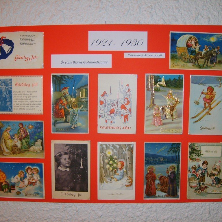 Jólakort úr safni Björns Guðmundssonar, flokkuð í safni hans sem kort frá árunum 1921 til 1930.