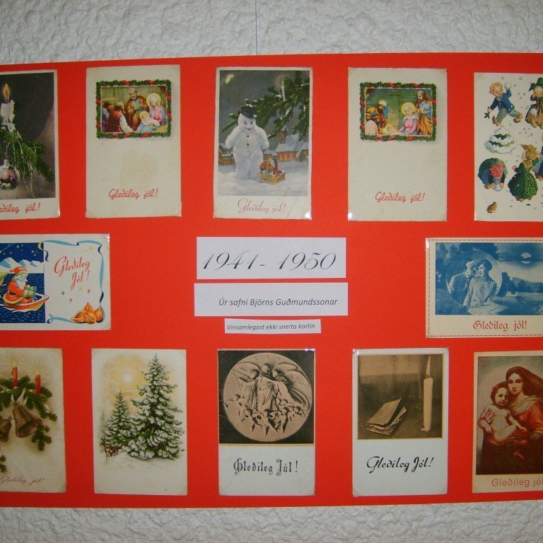 Jólakort úr safni Björns Guðmundssonar, flokkuð í safni hans sem kort frá árunum 1941 til 1950.
