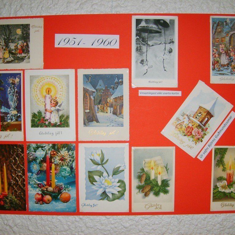 Jólakort úr safni Björns Guðmundssonar, flokkuð í safni hans sem kort frá árunum 1951 til 1960.