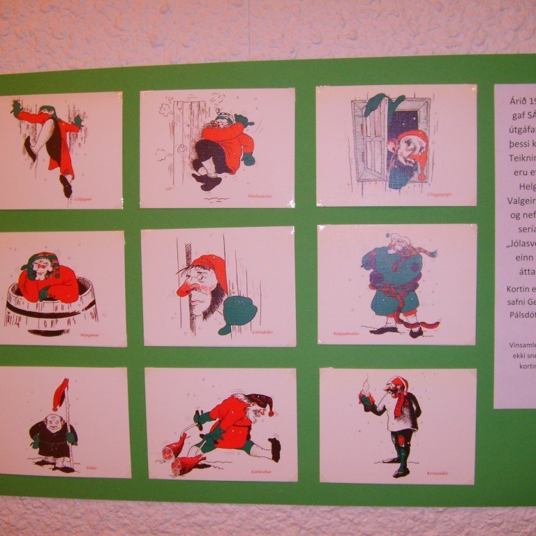 Árið 1990 gaf SÁST útgáfan út þessi kort. Teikningar eru eftir Helga Valgeirsson og nefnist serían ,,Jólasveinar einn og átta