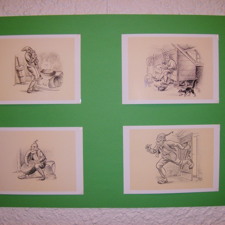 Árið 1995 gaf Landsbókasafn Íslands út þessi jólakort með teikningum Tryggva Magnússonar, sem áður höfðu birst í bókinni Jólin koma við ljóð Jóhannesar úr Kötlum. En á þessum jólakortum voru myndirnar í fyrsta sinn birtar í fullri stærð.

Kortin eru úr safni Gerðar Pálsdóttur.