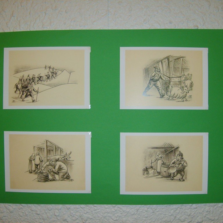 Árið 1995 gaf Landsbókasafn Íslands út þessi jólakort með teikningum Tryggva Magnússonar, sem áður höfðu birst í bókinni Jólin koma við ljóð Jóhannesar úr Kötlum. En á þessum jólakortum voru myndirnar í fyrsta sinn birtar í fullri stærð.

Kortin eru úr safni Gerðar Pálsdóttur.