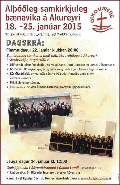 Samkoma í samkirkjulegri bænaviku fimmtudaginn 22. jan. kl. 20