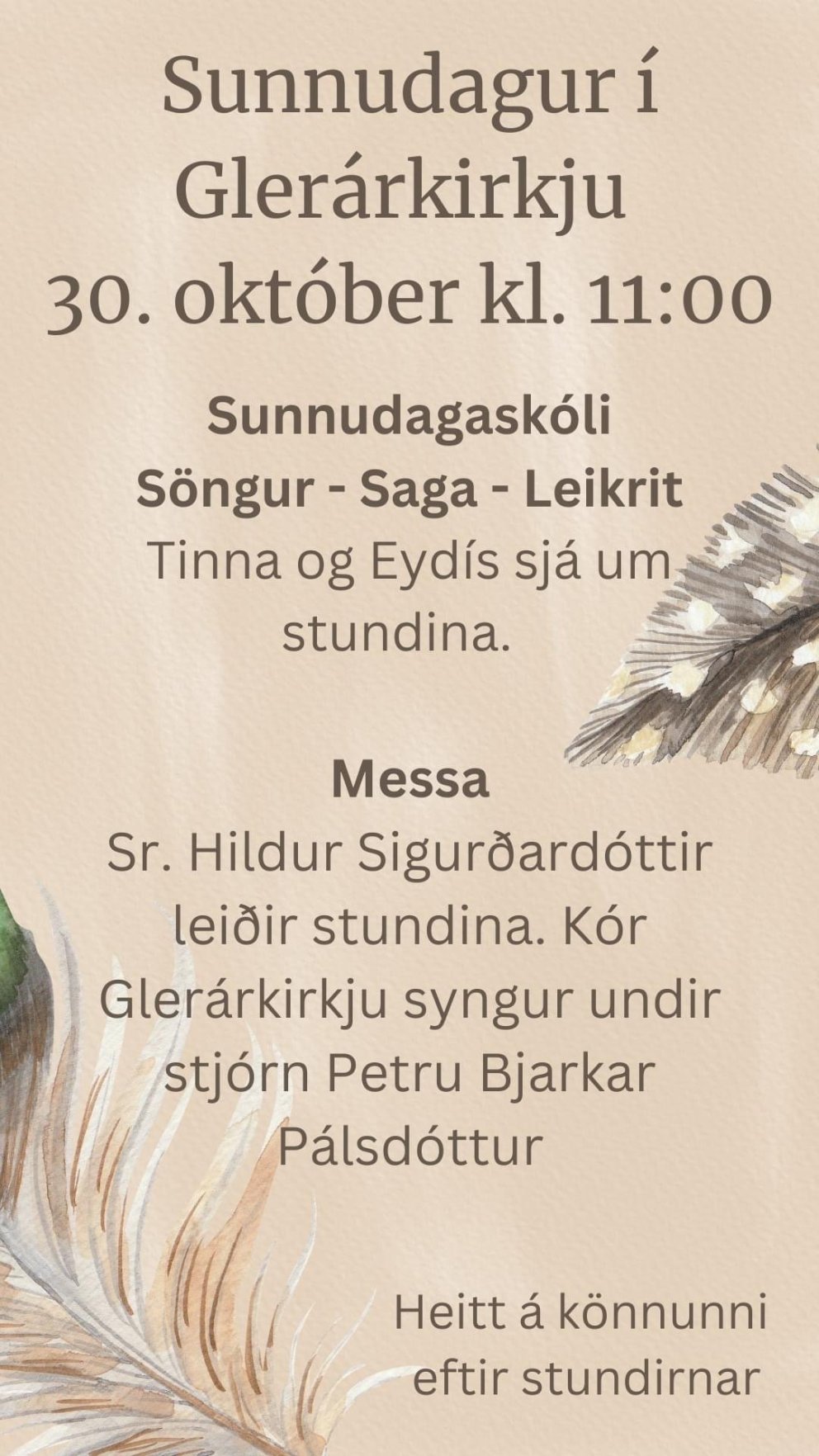 Sunnudagur í Glerárkirkju 30. október kl. 11