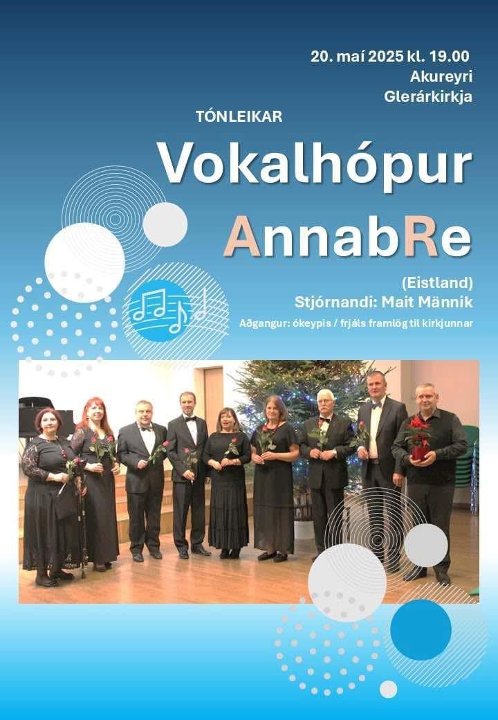 Tónleikar með sönghópi frá Eistlandi þriðjudagskvöldið 20. maí kl. 19