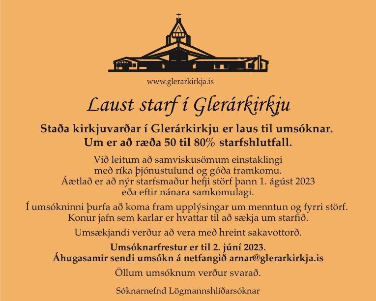 Starf kirkjuvarðar er laust
