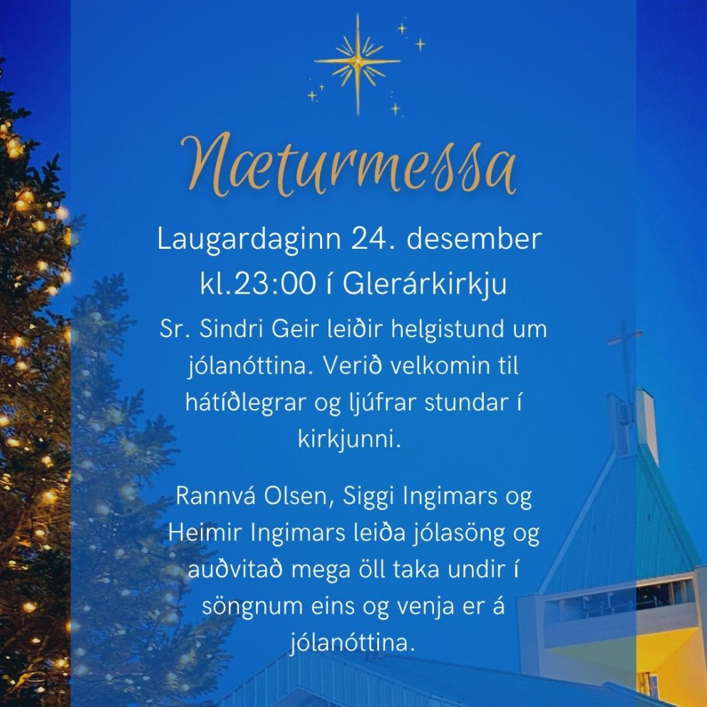 Næturmessa þann 24. desember kl. 23