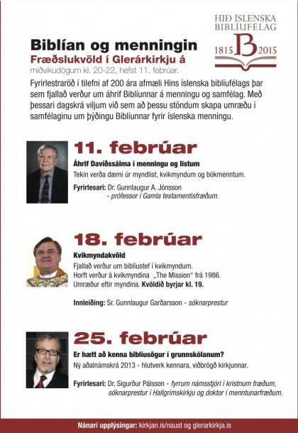 Biblían og menningin á fræðslukvöldum í febrúar