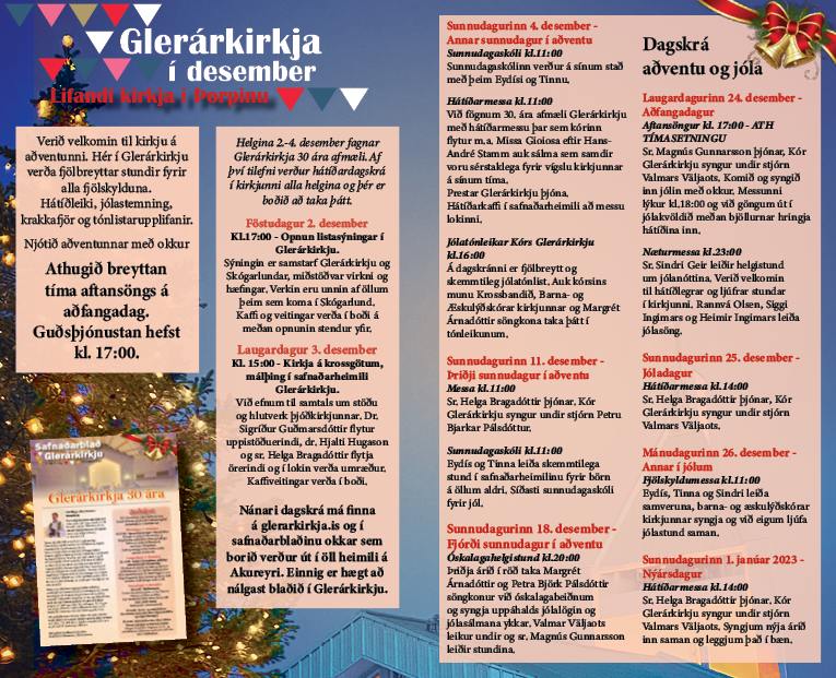 Verið velkomin til kirkju á aðventunni og um jólin