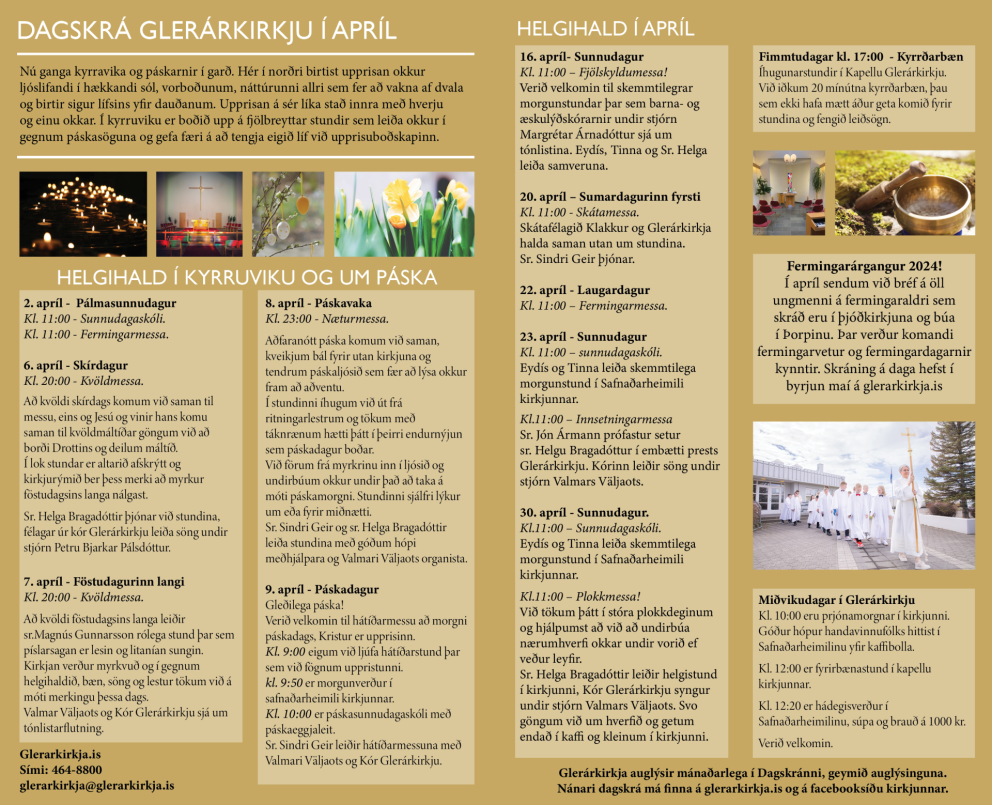 Dagskrá Glerárkirkju í apríl