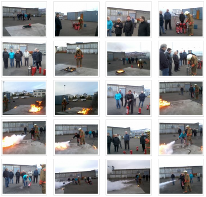 Starfsfólk og kórfélagar á eldvarnarnámskeiði