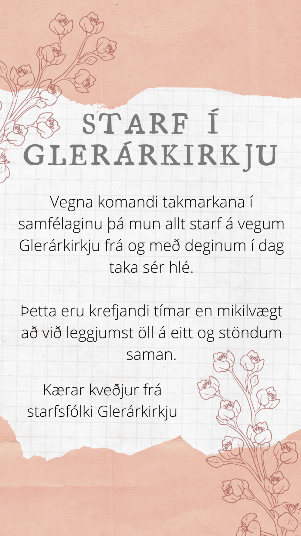 Hlé á starfi Glerárkirkju