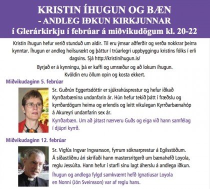 Kristin íhugun og bæn á fræðslukvöldum á miðvikudögum í febrúar