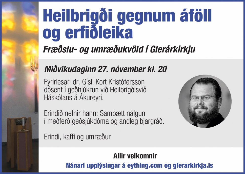 Fræðslu- og umræðukvöld 27. nóv. kl. 20:00 - Andleg bjargráð