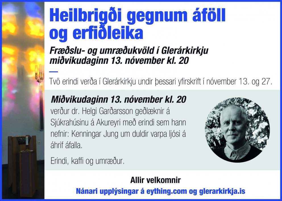 Fræðslukvöld 13. og 27. nóvember - Heilbrigði gegnum áföll og erfiðleika