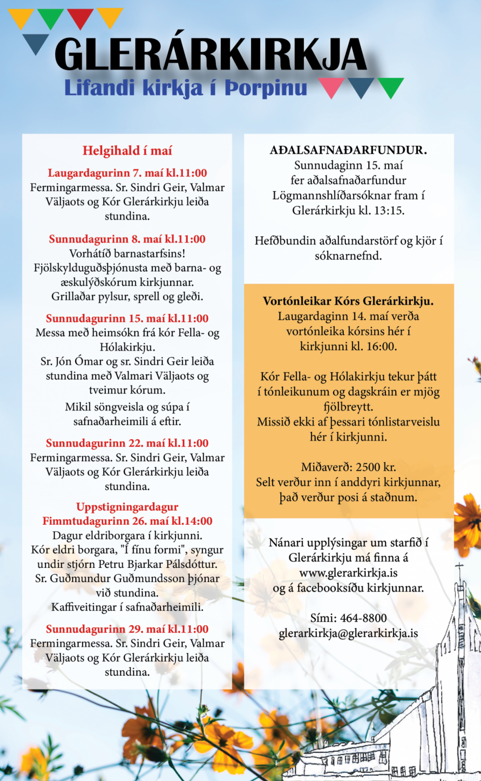 Dagskrá Glerárkirkju í maí