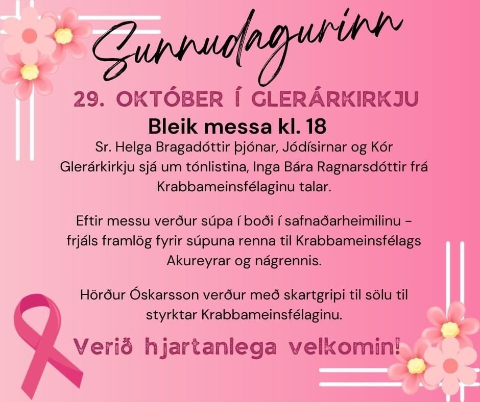Bleik messa kl. 18 sunnudaginn 29. október