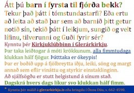 Kirkjuklúbbur fyrir börn úr 1. til 4. bekk
