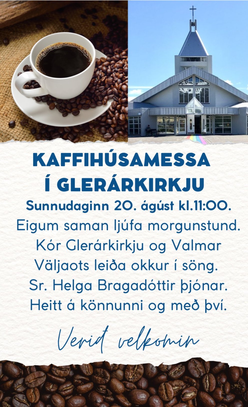 Kaffihúsamessa sunnudaginn 20. ágúst kl. 11