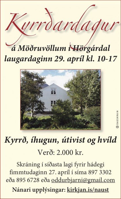 Kyrrðardagur á Möðruvöllum laugardaginn 29. apríl