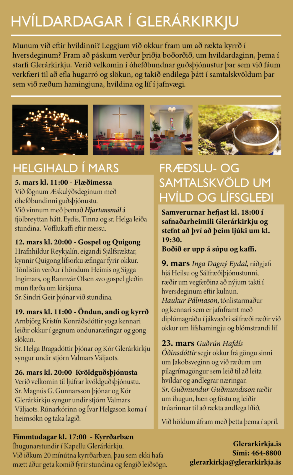 Glerárkirkja í mars - helgihald og fræðsla