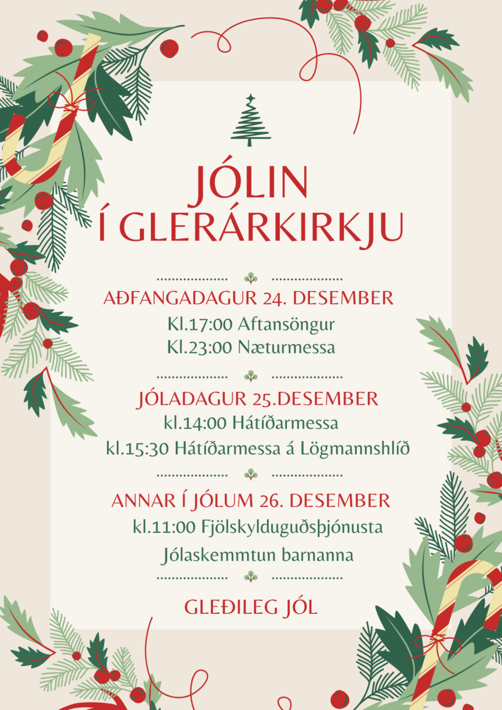 Helgihald um hátíðirnar