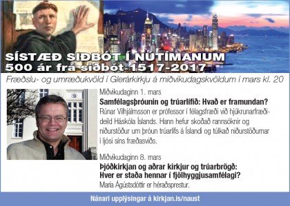 Fræðslukvöldin byrja um siðbót í nútímanum 1. mars