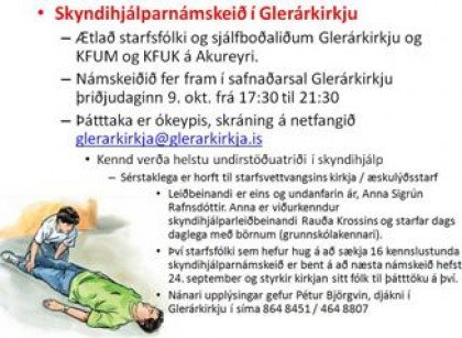 Skyndihjálparnámskeið fyrir starfsfólk og sjálfboðaliða