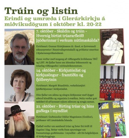 Trúin og listin á fræðslu- og umræðukvöldum í október