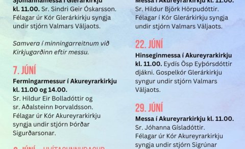 Dagskráin í sumar hjá Akureyrarkirkju og Glerárkirkju