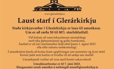 Umsóknarfrestur um starf kirkjuvarðar framlengdur til 7. júní