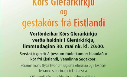 Vortónleikar 30. maí kl. 20.00