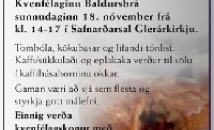 Kökubasar, tombóla, markaður, kaffisala og lifandi tónlist