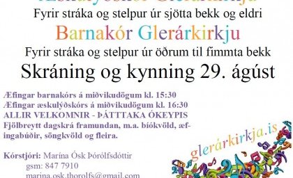Æskulýðskór og Barnakór æfa á miðvikudögum