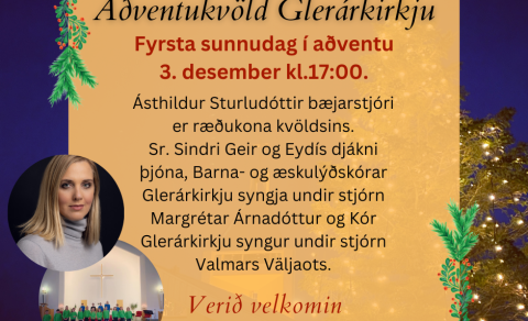 Aðventukvöld Glerárkirkju 3. desember kl.17:00