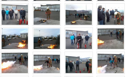 Starfsfólk og kórfélagar á eldvarnarnámskeiði