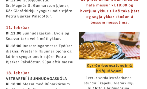 Helgihald í febrúar- Dagskrá mánaðar