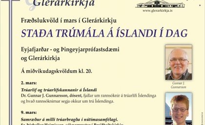 Staða trúmála á Íslandi í dag á fræðslukvöldum 2. og 9. mars kl. 20