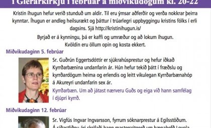 Kristin íhugun og bæn á fræðslukvöldum á miðvikudögum í febrúar