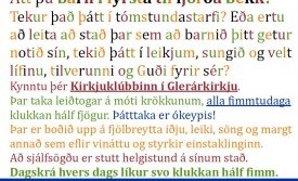 Kirkjuklúbbur fyrir börn úr 1. til 4. bekk