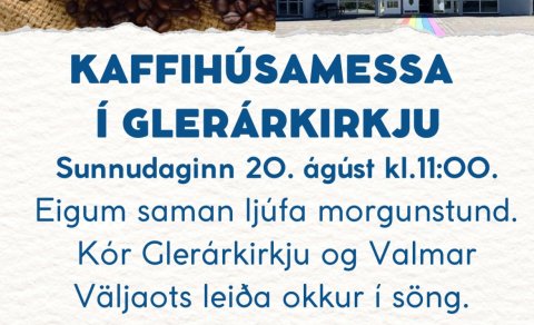 Kaffihúsamessa sunnudaginn 20. ágúst kl. 11