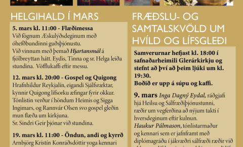 Glerárkirkja í mars - helgihald og fræðsla