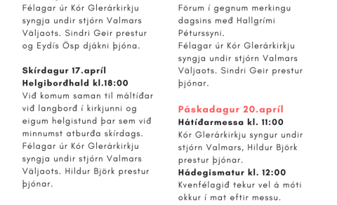 Helgihald í Glerárkirkju yfir páska