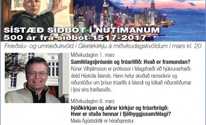 Fræðslukvöldin byrja um siðbót í nútímanum 1. mars