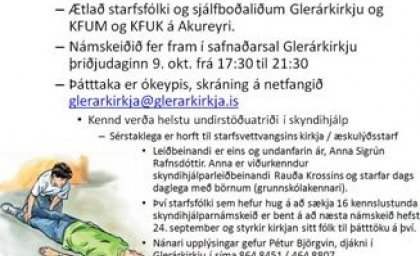 Skyndihjálparnámskeið fyrir starfsfólk og sjálfboðaliða